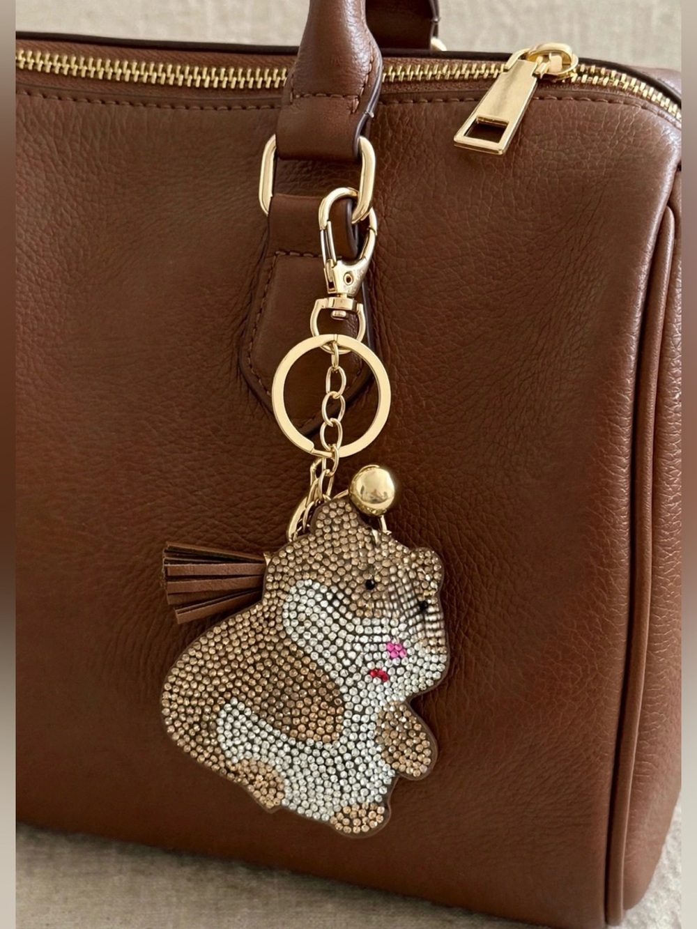 Viral scared hamster bag charm keychain